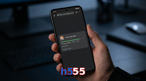 Main screen of H555 apk page for PK players
